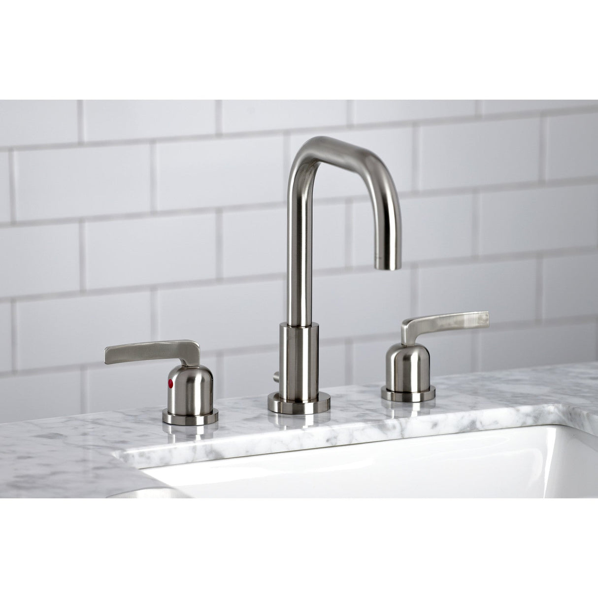 Centurion FSC8938EFL Two-Handle 3-Hole Deck Mount Widespread Bathroom Faucet with Pop-Up Drain, Brushed Nickel