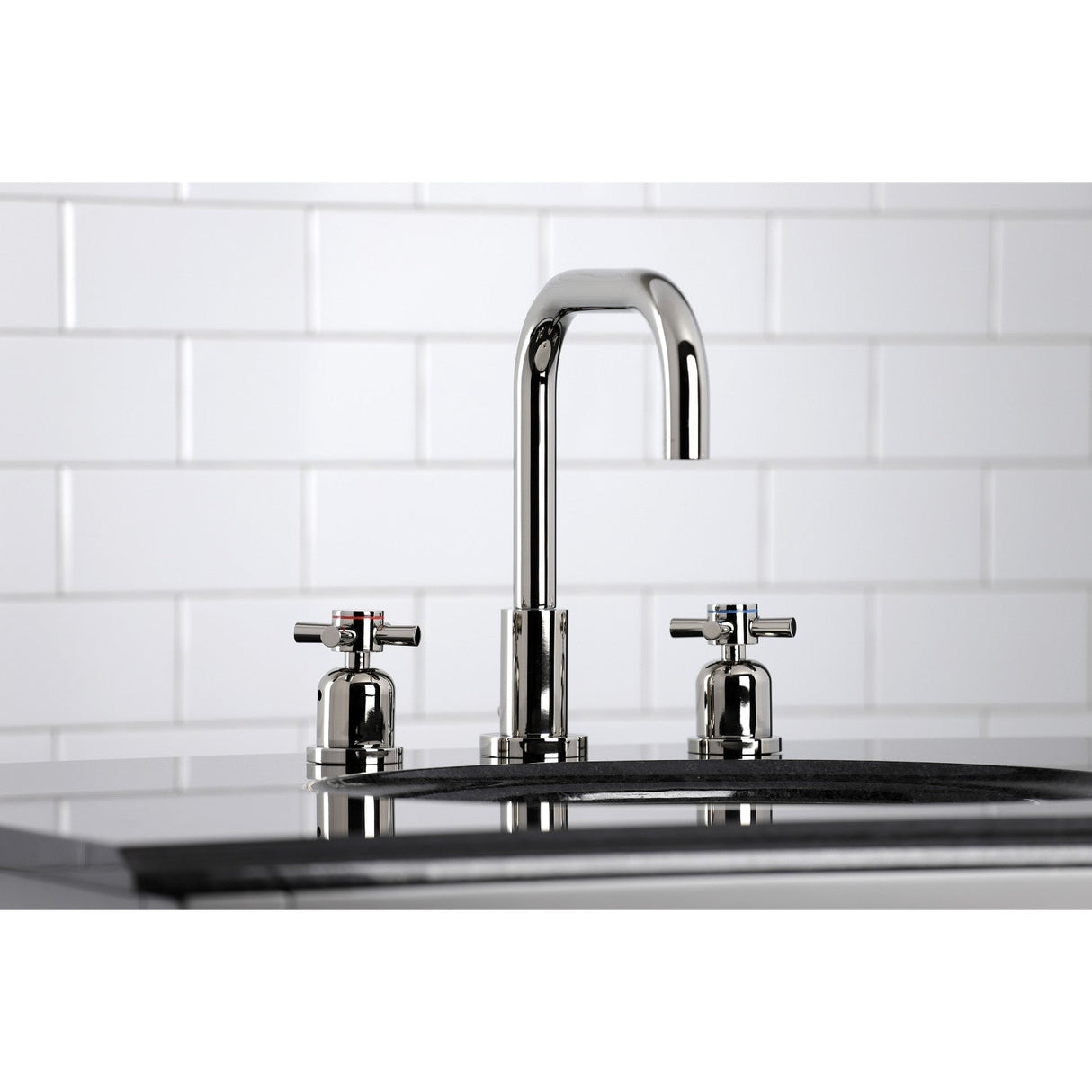 Concord FSC8939DX Two-Handle 3-Hole Deck Mount Widespread Bathroom Faucet with Pop-Up Drain, Polished Nickel