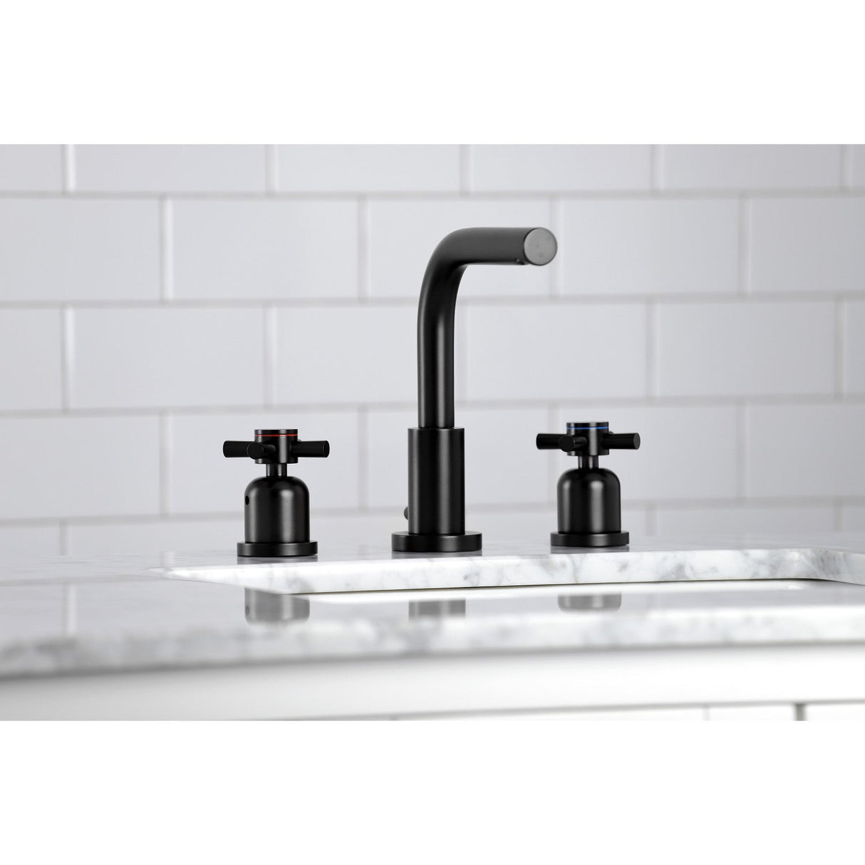 Concord FSC8950DX Two-Handle 3-Hole Deck Mount Widespread Bathroom Faucet with Pop-Up Drain, Matte Black
