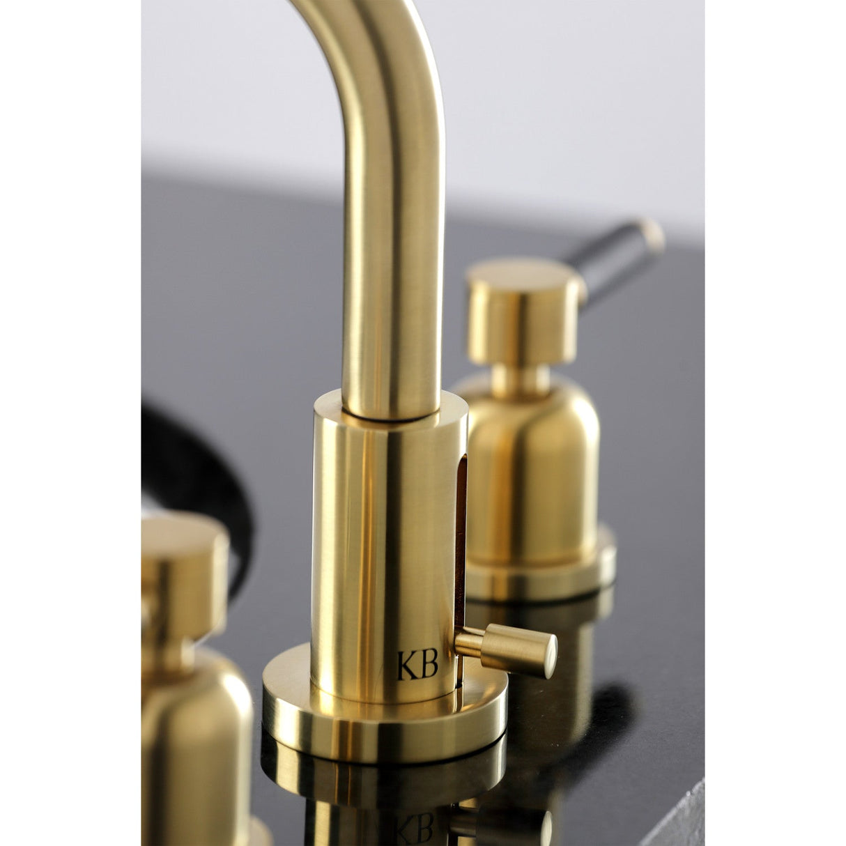 Kaiser FSC8953DKL Two-Handle 3-Hole Deck Mount Widespread Bathroom Faucet with Pop-Up Drain, Brushed Brass