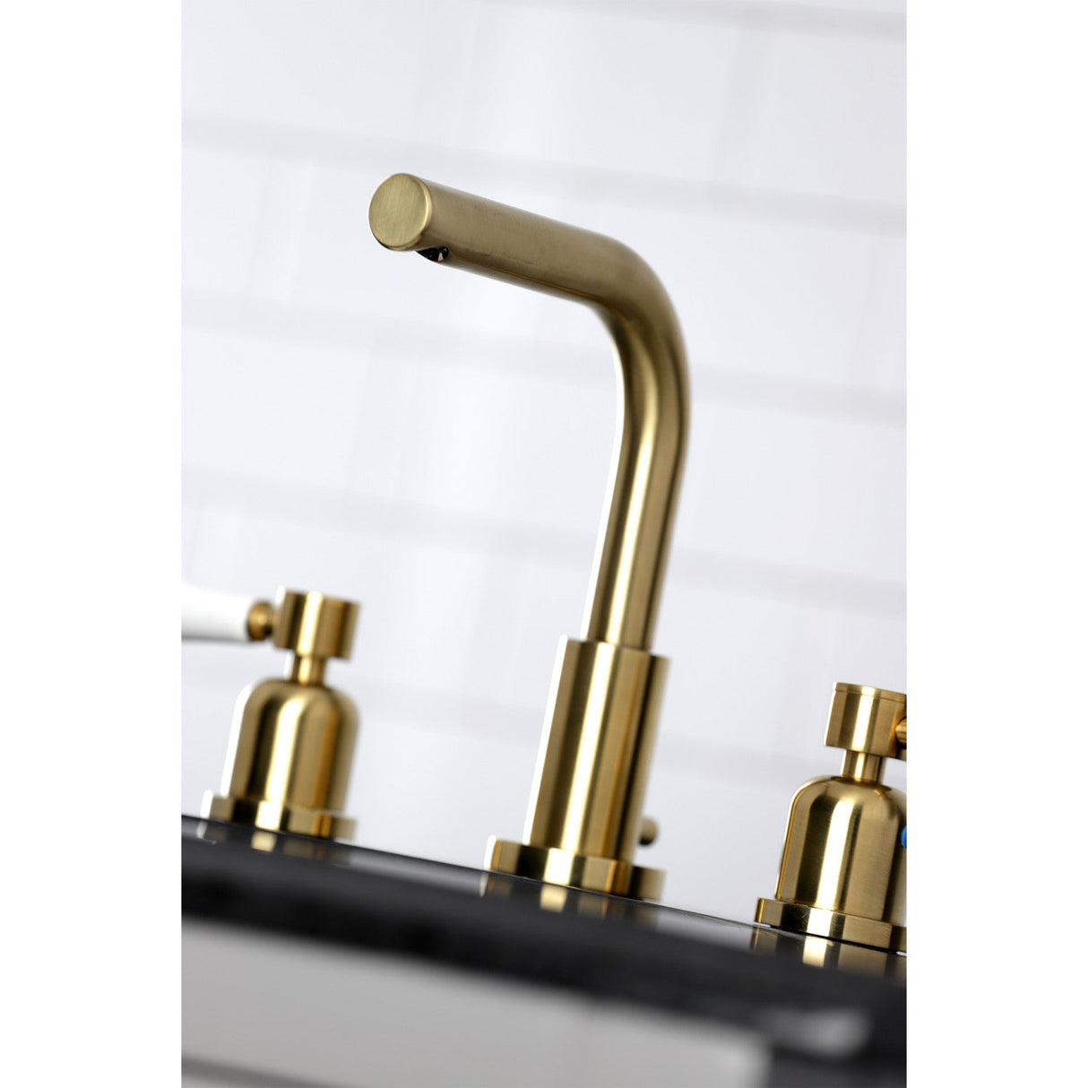 Paris FSC8953DPL Two-Handle 3-Hole Deck Mount Widespread Bathroom Faucet with Pop-Up Drain, Brushed Brass