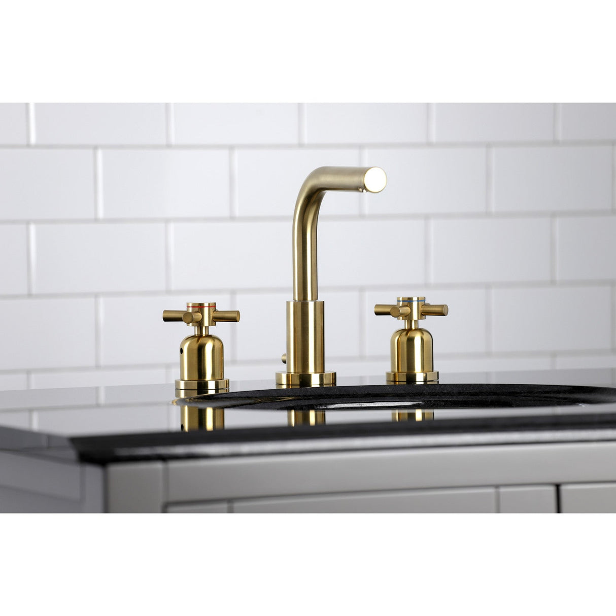 Concord FSC8953DX Two-Handle 3-Hole Deck Mount Widespread Bathroom Faucet with Pop-Up Drain, Brushed Brass