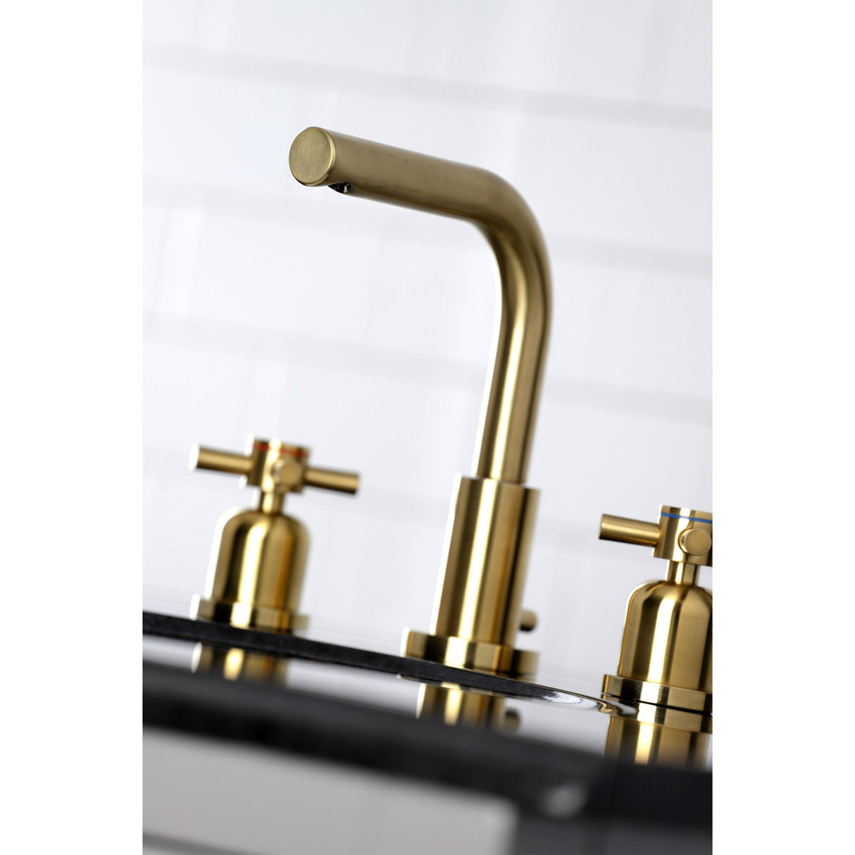 Concord FSC8953DX Two-Handle 3-Hole Deck Mount Widespread Bathroom Faucet with Pop-Up Drain, Brushed Brass