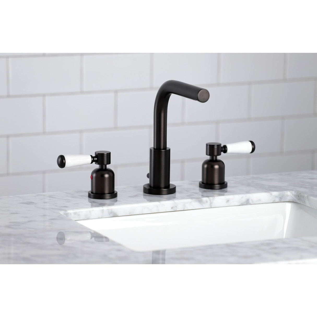 Paris FSC8955DPL Two-Handle 3-Hole Deck Mount Widespread Bathroom Faucet with Pop-Up Drain, Oil Rubbed Bronze