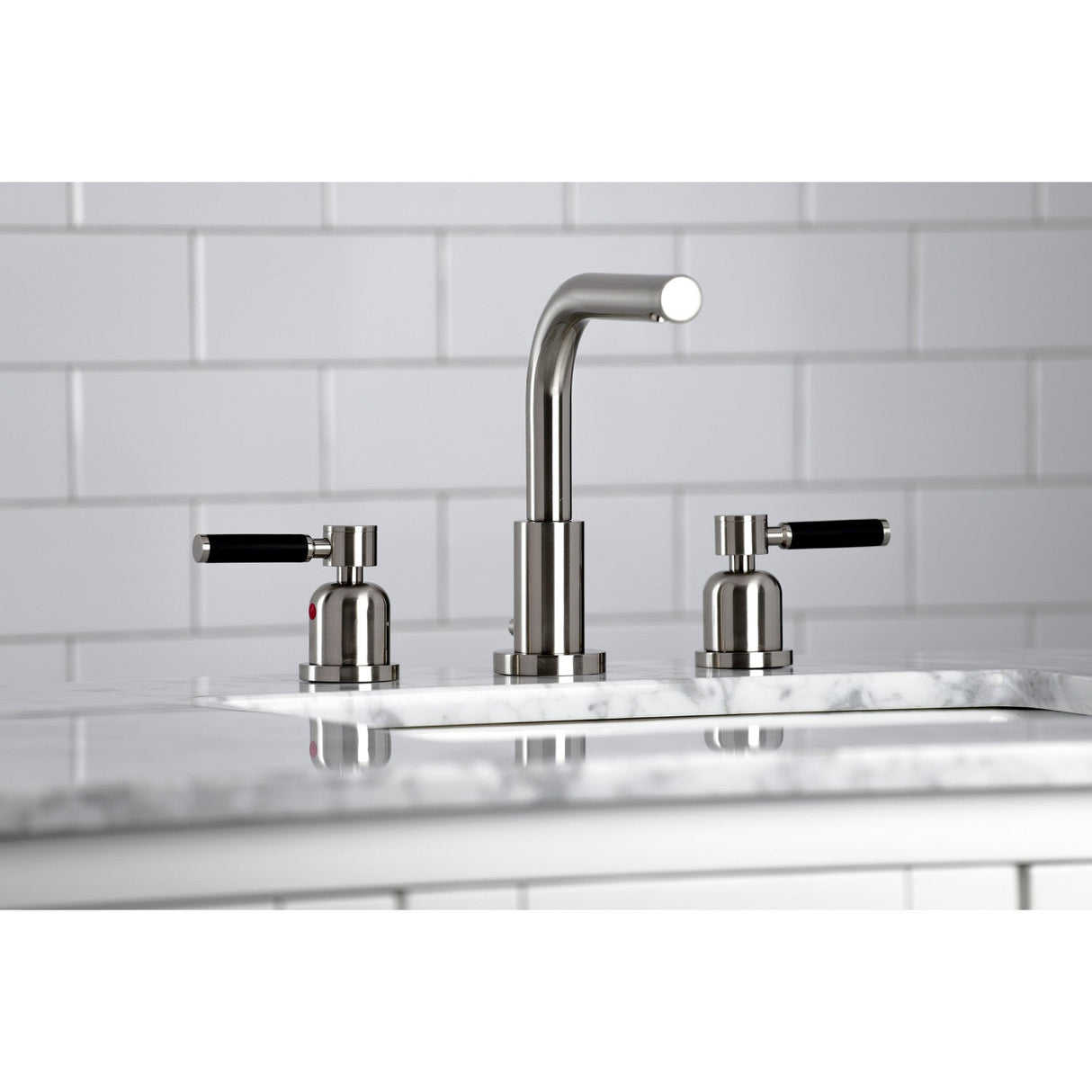 Kaiser FSC8958DKL Two-Handle 3-Hole Deck Mount Widespread Bathroom Faucet with Pop-Up Drain, Brushed Nickel