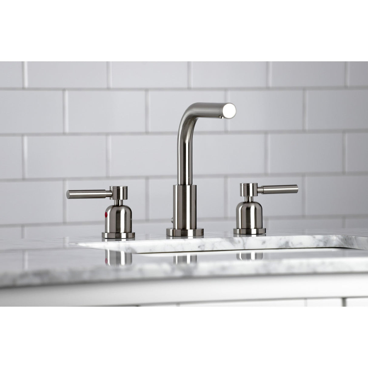 Concord FSC8958DL Two-Handle 3-Hole Deck Mount Widespread Bathroom Faucet with Pop-Up Drain, Brushed Nickel