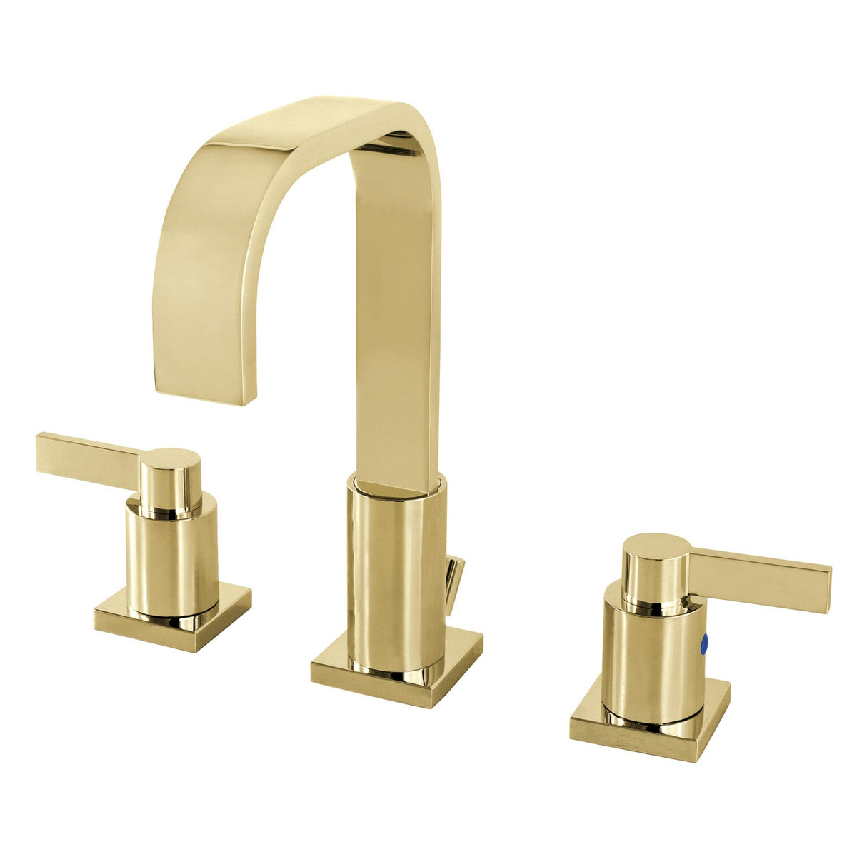 NuvoFusion FSC8962NDL Two-Handle 3-Hole Deck Mount Widespread Bathroom Faucet with Pop-Up Drain, Polished Brass