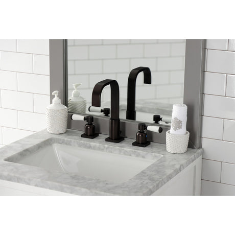 Paris FSC8965DPL Two-Handle 3-Hole Deck Mount Widespread Bathroom Faucet with Pop-Up Drain, Oil Rubbed Bronze