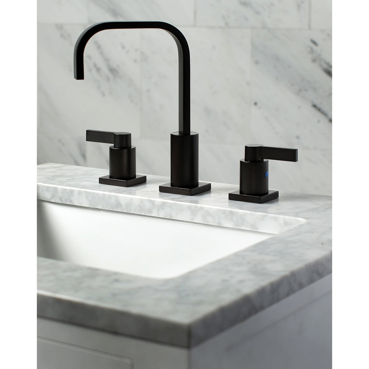 NuvoFusion FSC8965NDL Two-Handle 3-Hole Deck Mount Widespread Bathroom Faucet with Pop-Up Drain, Oil Rubbed Bronze