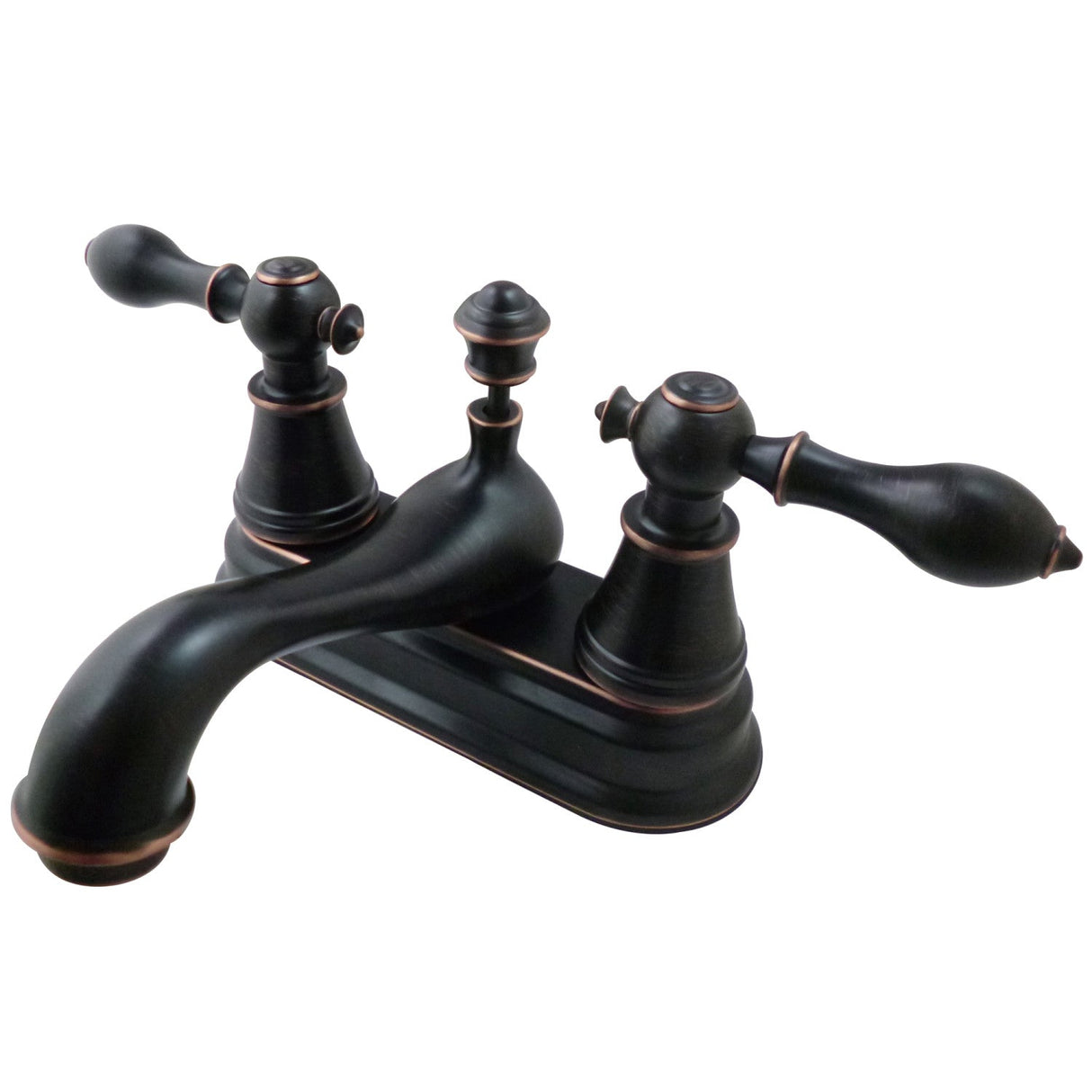 English Classic FSY3606AL Two-Handle 3-Hole Deck Mount 4" Centerset Bathroom Faucet with Plastic Pop-Up, Naples Bronze