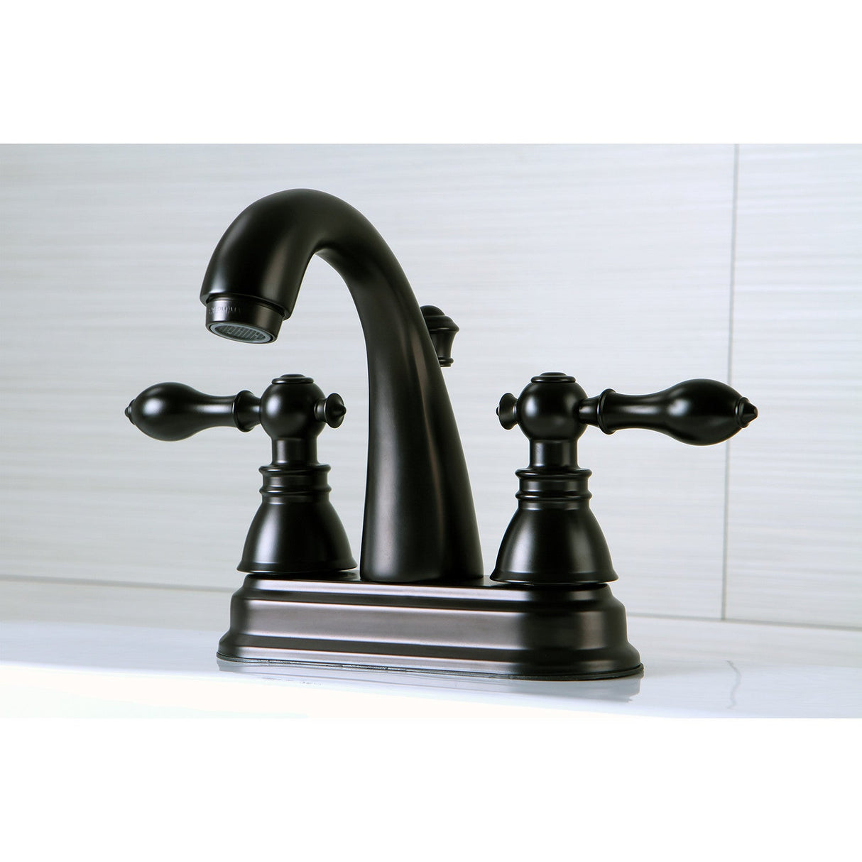 American Classic FSY5615ACL Two-Handle 3-Hole Deck Mount 4" Centerset Bathroom Faucet with Plastic Pop-Up, Oil Rubbed Bronze