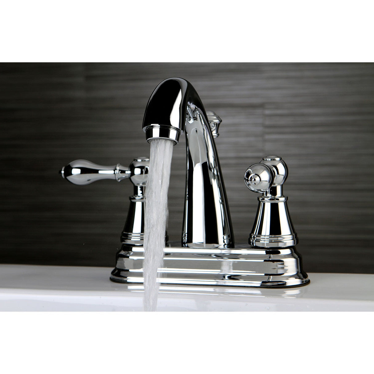 English Classic FSY7611AL Two-Handle 3-Hole Deck Mount 4" Centerset Bathroom Faucet with Plastic Pop-Up, Polished Chrome