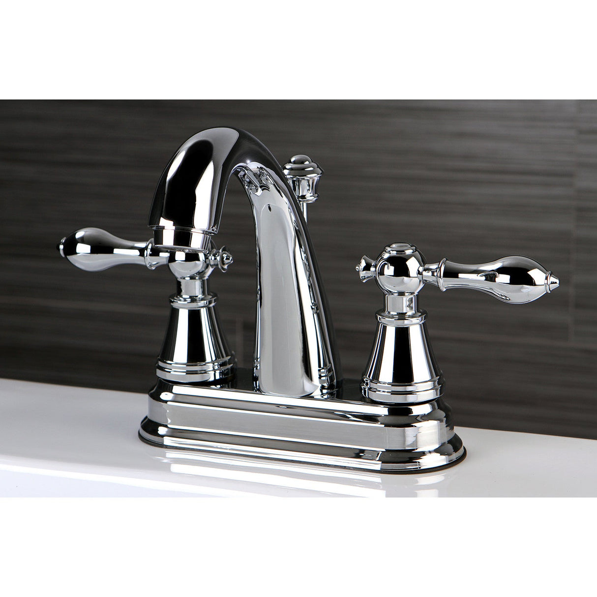 English Classic FSY7611AL Two-Handle 3-Hole Deck Mount 4" Centerset Bathroom Faucet with Plastic Pop-Up, Polished Chrome