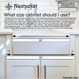 Nantucket Sinks' 33 Inch Matte Black Farmhouse Fireclay Sink with Waves Apron
