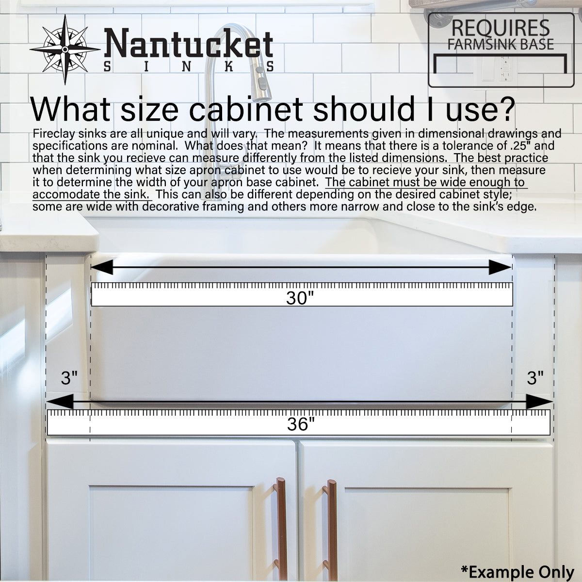 Nantucket Sinks 36 Inch Italian Farmhouse Fireclay Sink with Built-In Drainboard