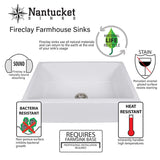 Nantucket Sinks 33-Inch Farmhouse Fireclay Sink with Pietra Sarda Finish