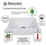 Nantucket Sinks 30.25 Inch Italian Farmhouse Fireclay Sink Garland-30W