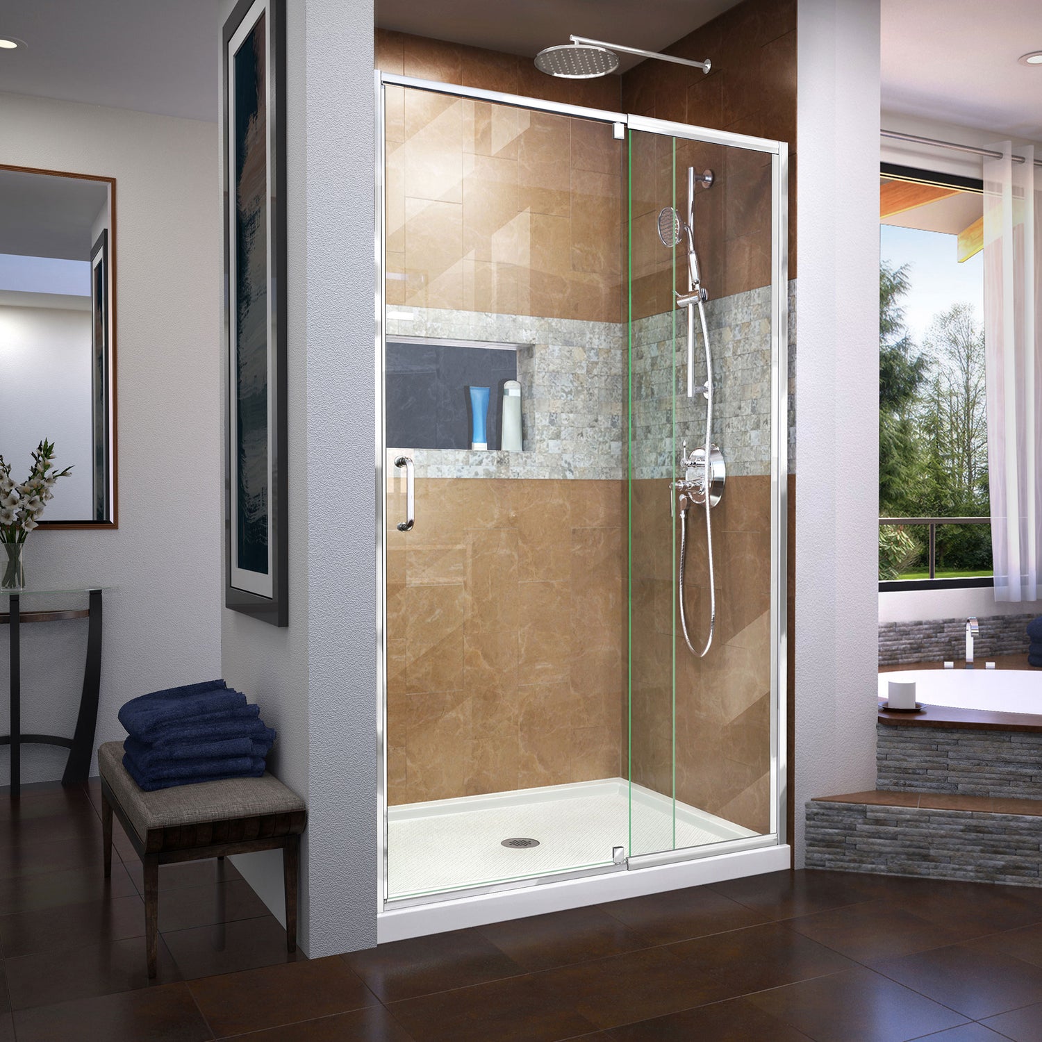 DreamLine Flex 38-42 in. W x 72 in. H Semi-Frameless Pivot Shower Door in Chrome