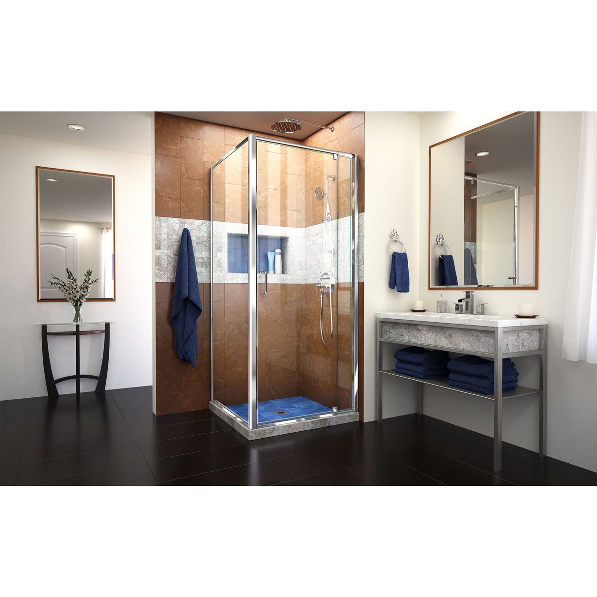 DreamLine Flex 30 1/2 in. D x 28-32 in. W x 72 in. H Semi-Frameless Pivot Shower Enclosure in Chrome