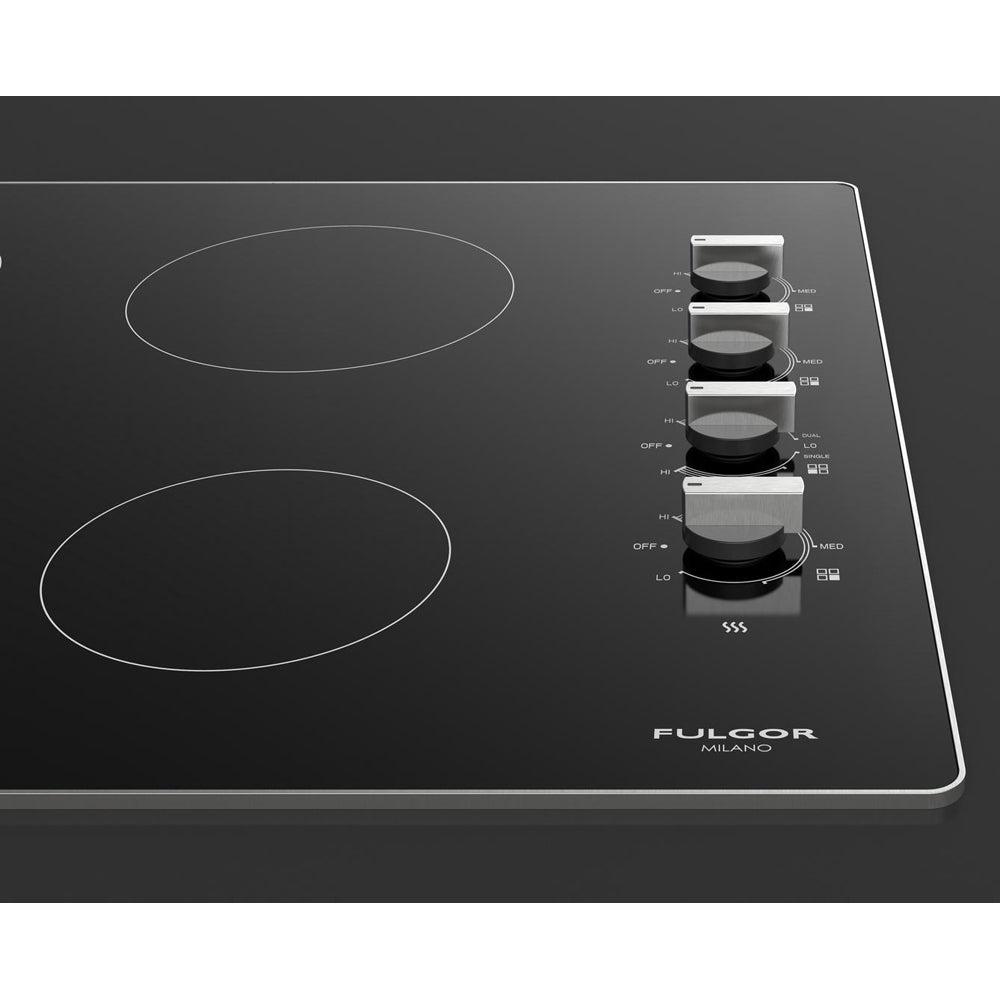 Fulgor Milano 24 in. 300 Series Electric Cooktop with 4 Burners and Glass Ceramic Cooktop in Stainless Steel (F3RK24S2)