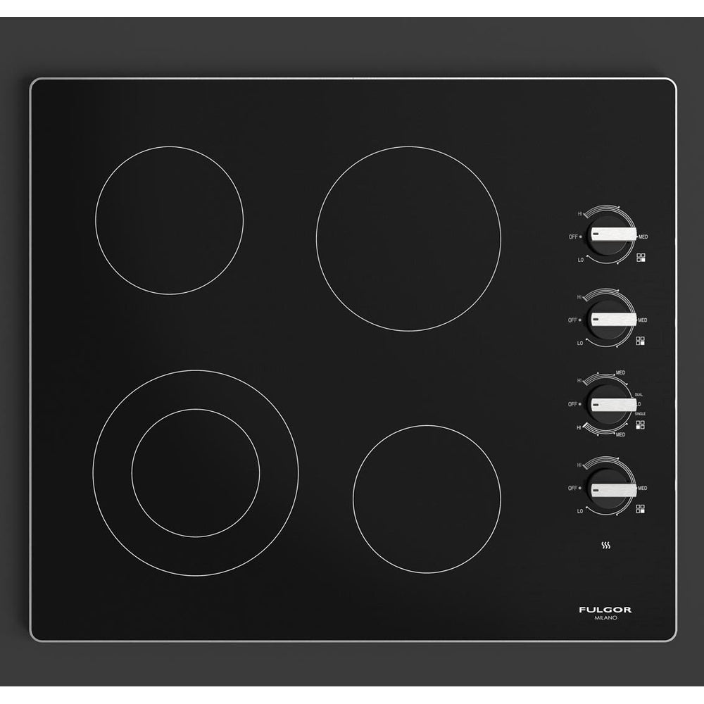 Fulgor Milano 24 in. 300 Series Electric Cooktop with 4 Burners and Glass Ceramic Cooktop in Stainless Steel (F3RK24S2)