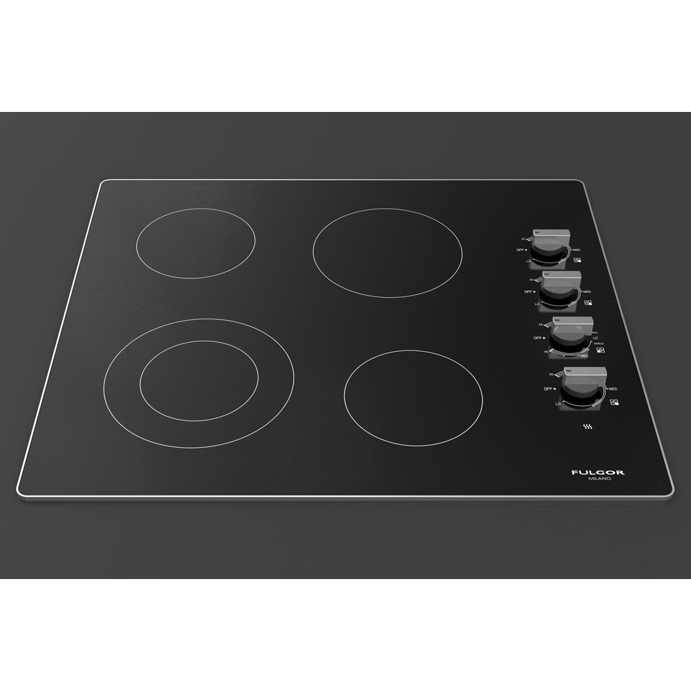 Fulgor Milano 24 in. 300 Series Electric Cooktop with 4 Burners and Glass Ceramic Cooktop in Stainless Steel (F3RK24S2)