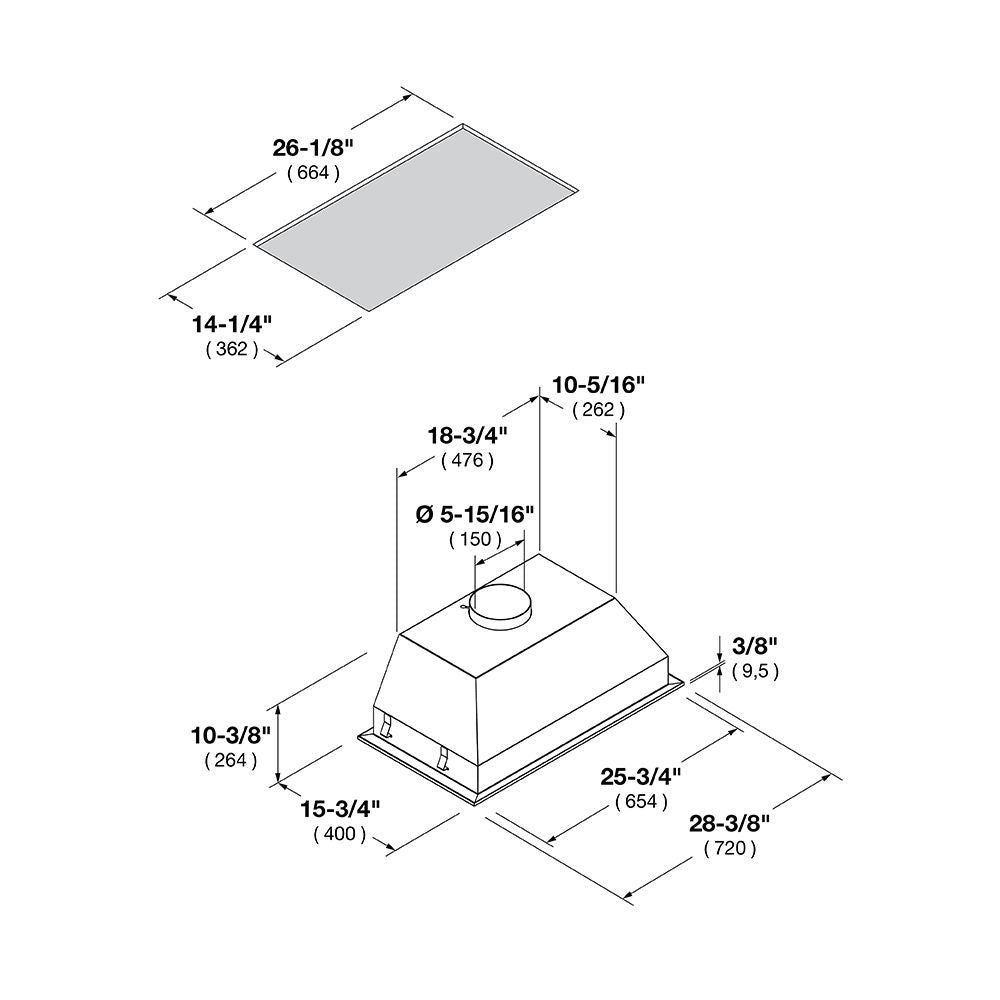 Fulgor Milano 28 in. 600 CFM Professional Range Hood Insert in Stainless Steel (F4BP28S1)