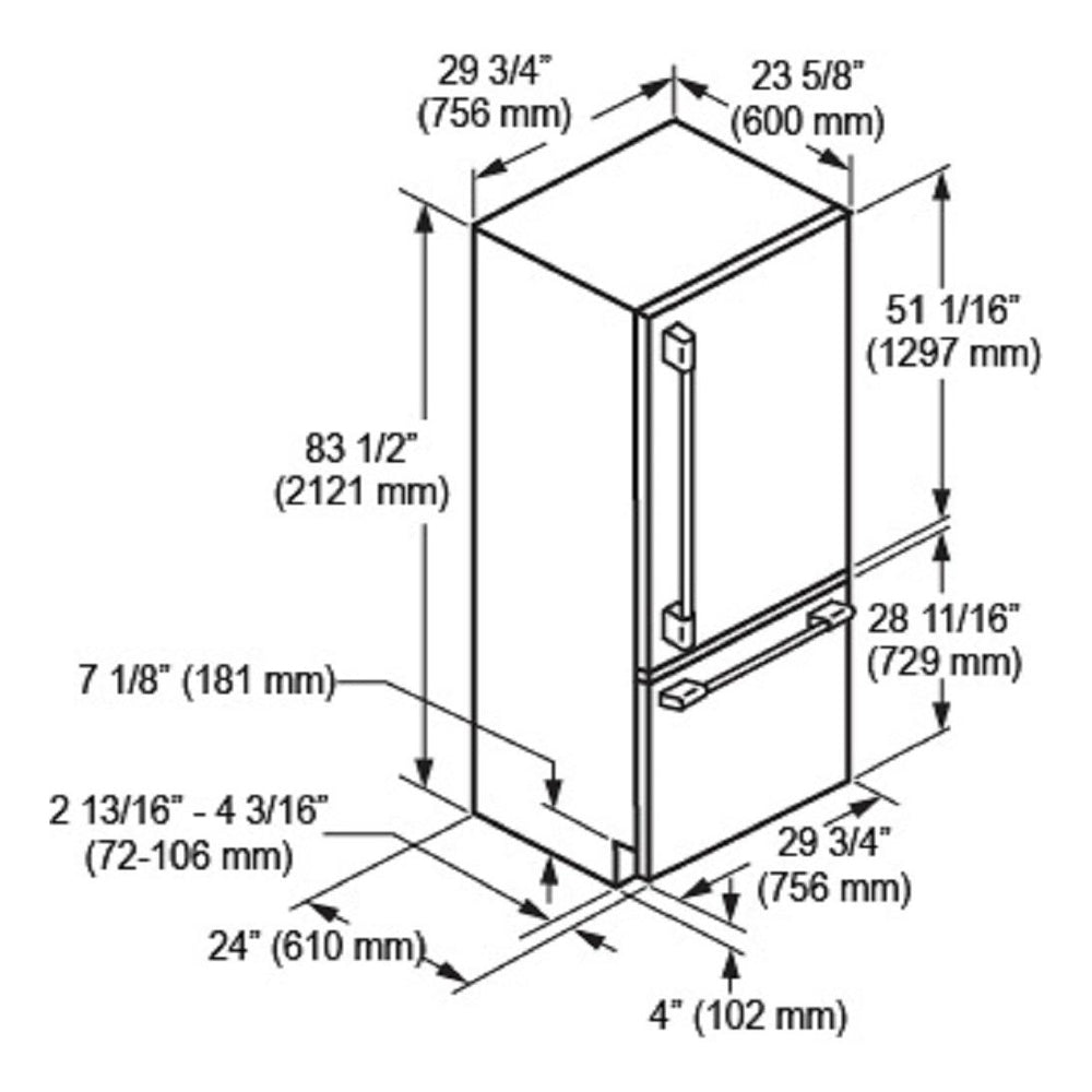 Fulgor Milano 30 in. 16 cu. ft. Counter Depth Panel Ready Built-In Refrigerator (FM4BM30FBI)