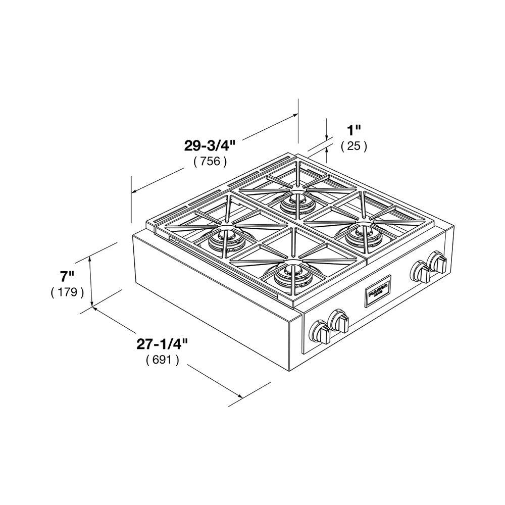 Fulgor Milano 30 in. 600 Professional Series All Gas Rangetop in Stainless Steel (F6GRT304S1)