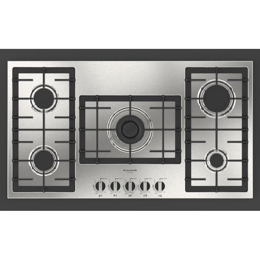 Fulgor Milano 36 in. 400 Series Gas Cooktop with 5 Burners in Stainless Steel (F4GK36S1)