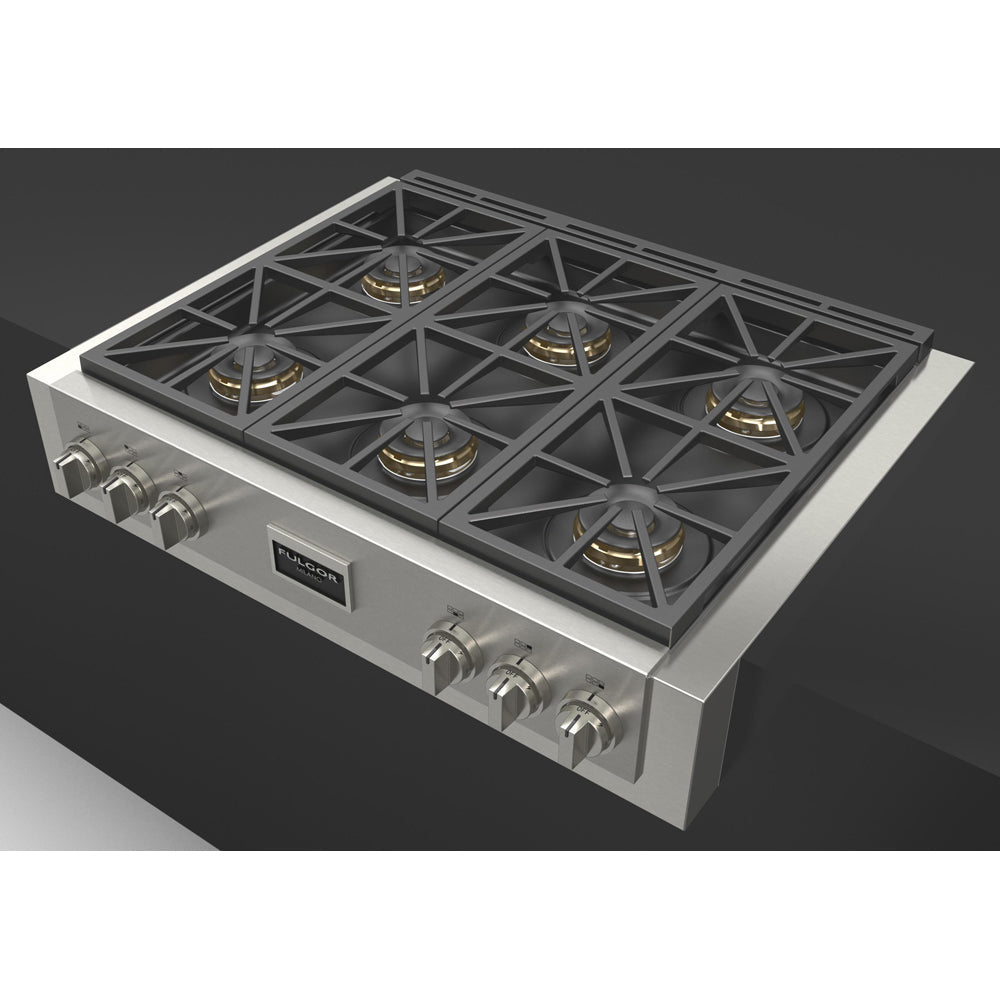 Fulgor Milano 36 in. 600 Professional Series All Gas Rangetop in Stainless Steel (F6GRT366S1)