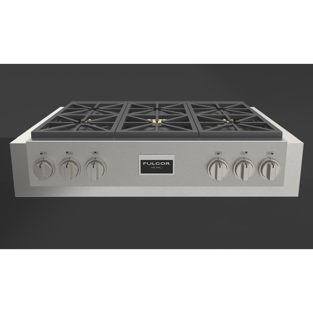Fulgor Milano 36 in. 600 Professional Series All Gas Rangetop in Stainless Steel (F6GRT366S1)