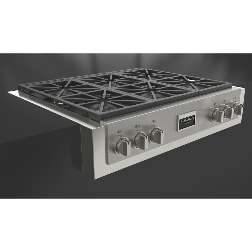 Fulgor Milano 36 in. 600 Professional Series All Gas Rangetop in Stainless Steel (F6GRT366S1)