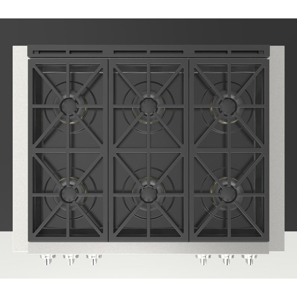 Fulgor Milano 36 in. 600 Professional Series All Gas Rangetop in Stainless Steel (F6GRT366S1)