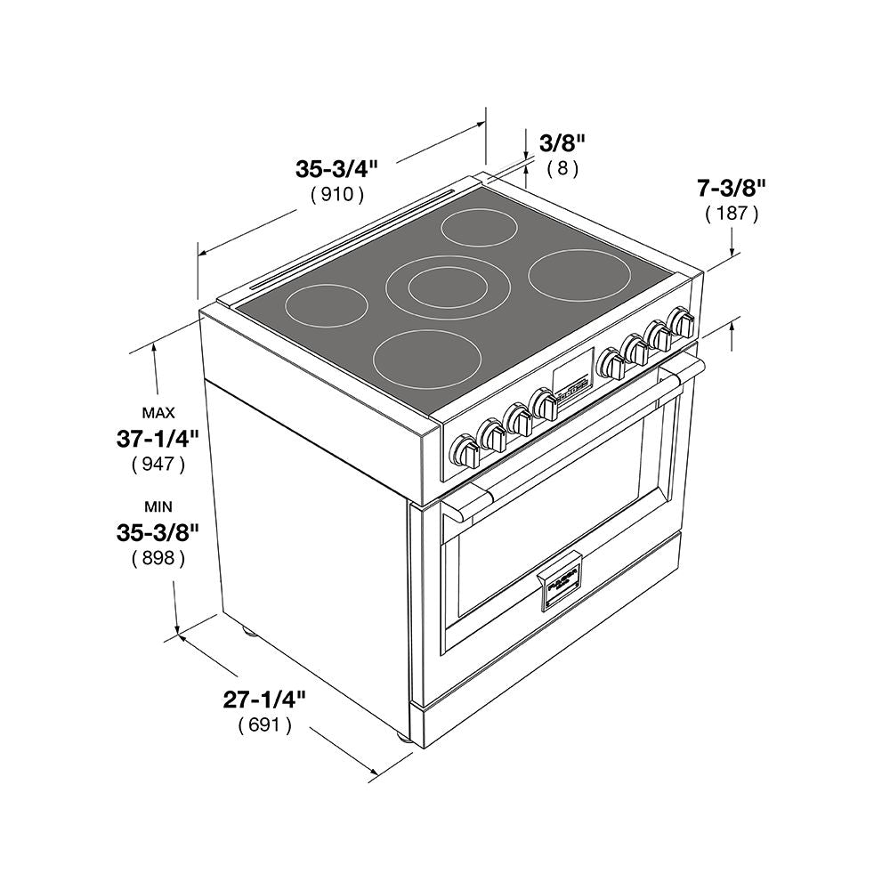 Fulgor Milano 36 in. 600 Series All Electric Induction Range in Stainless Steel (F6PIR365S1)