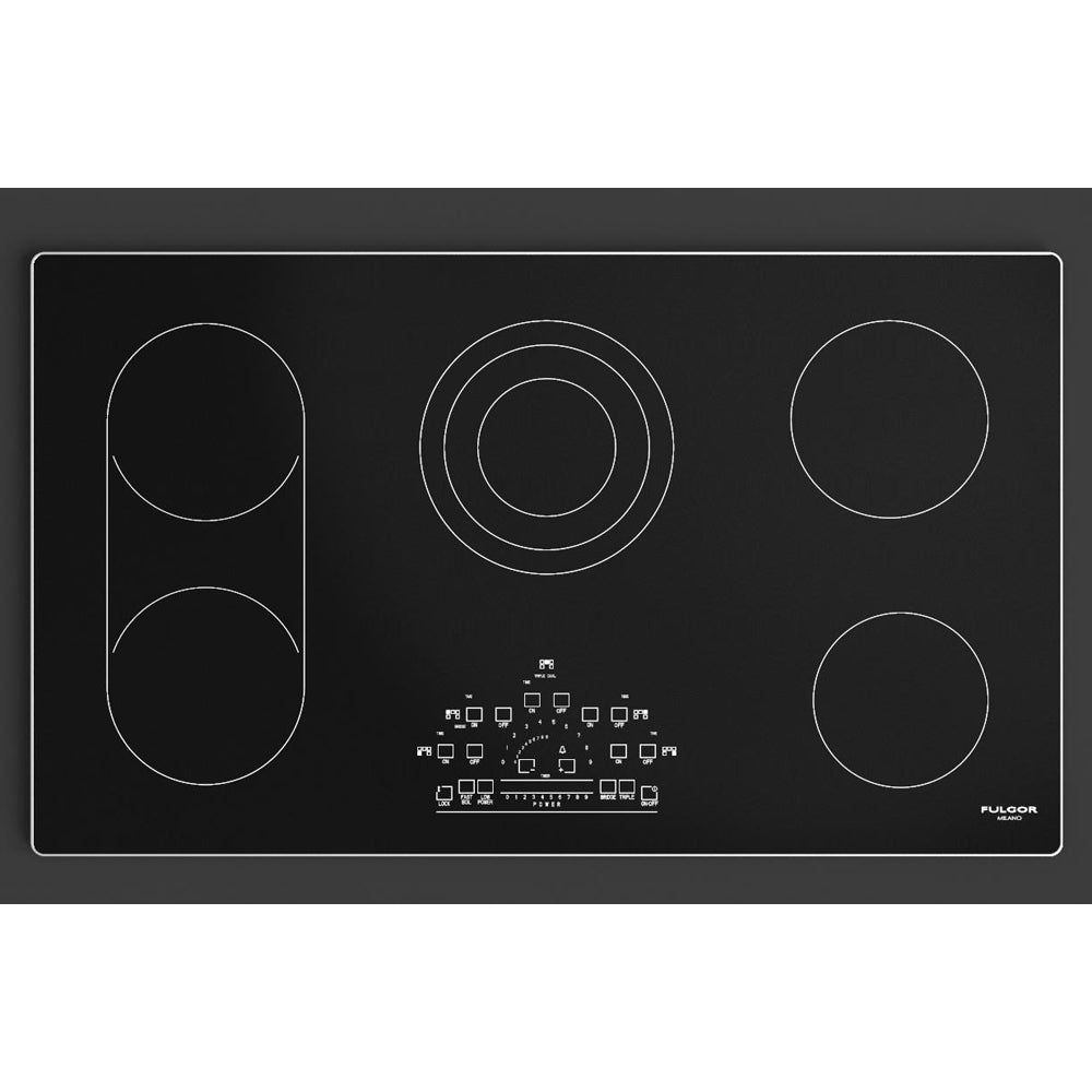 Fulgor Milano 36 in. 600 Series Electric Cooktop with 5 Burners and Glass Ceramic Cooktop in Stainless Steel (F6RT36S2)