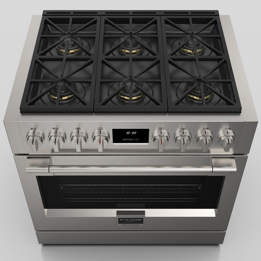 Fulgor Milano 36 in. 600 Series Pro All Gas Range with 6 Burners in Stainless Steel (F6PGR366S2)