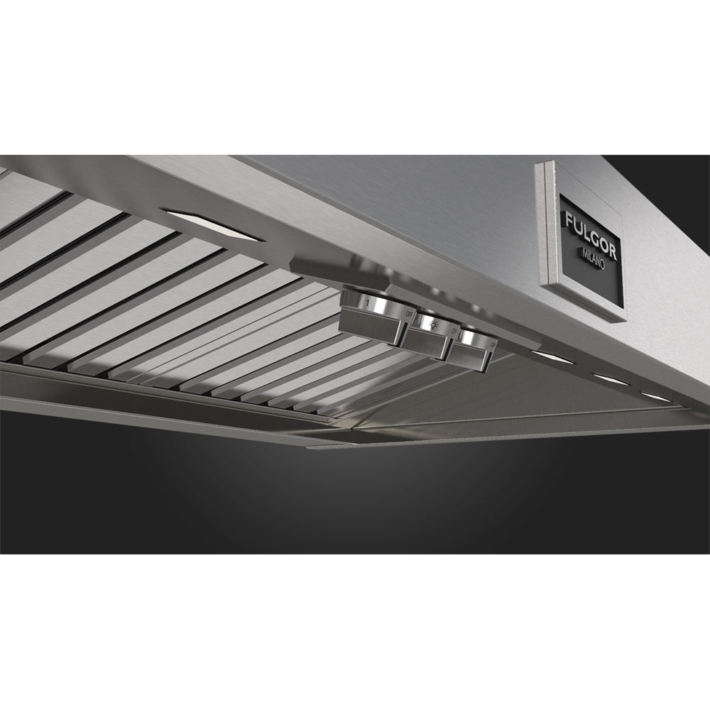 Fulgor Milano 48 in. 1000 CFM Professional Wall Mount Range Hood in Stainless Steel (F6PC48DS1)