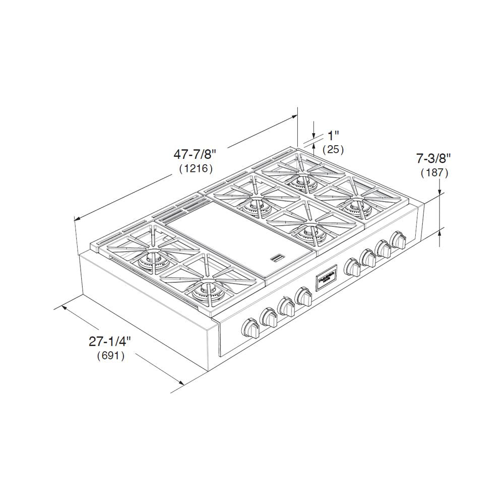 Fulgor Milano 48 in. 600 Professional Series All Gas Rangetop (F6GRT486GS1)