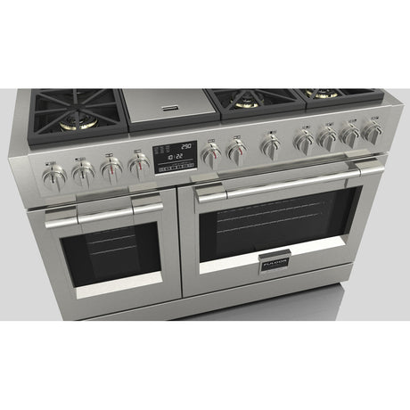 Fulgor Milano 48 in. 600 Series Dual Fuel Range with 6 Burners and Trilaminate Griddle in Stainless Steel (F6PDF486GS1)