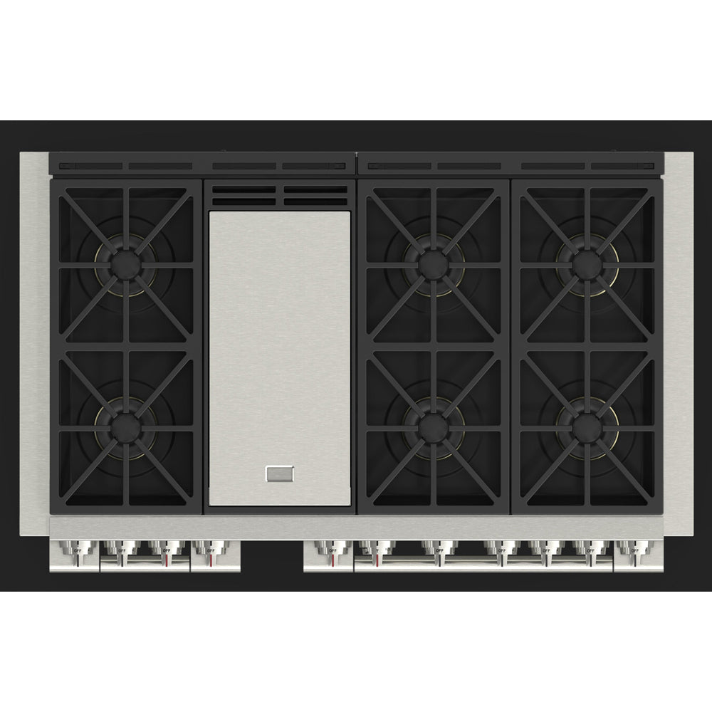 Fulgor Milano 48 in. 600 Series Pro All Gas Range with 6 Burners and Trilaminate Griddle in Stainless Steel (F6PGR486GS2)