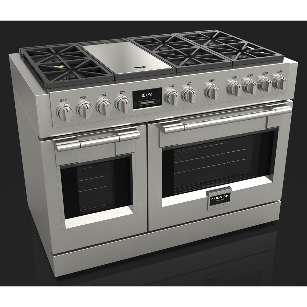 Fulgor Milano 48 in. 600 Series Pro All Gas Range with 6 Burners and Trilaminate Griddle in Stainless Steel (F6PGR486GS2)
