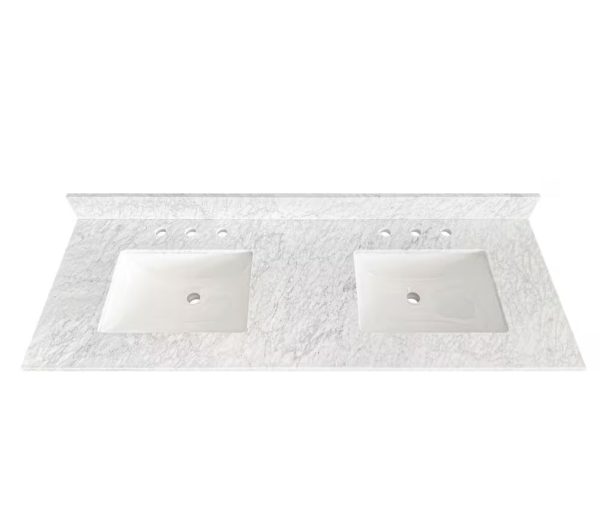 Home Decorators Collection 1008215594 - 61 in. W x 22 in D Marble White Rectangular Double Sink Vanity Top in Carrara Marble
