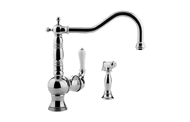 GRAFF Vintage Brushed Brass Kitchen Faucet with Side Spray G-4235-LC3-VBB
