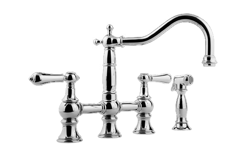 GRAFF Polished Chrome Bridge Kitchen Faucet with Side Spray G-4845-LM34-PC