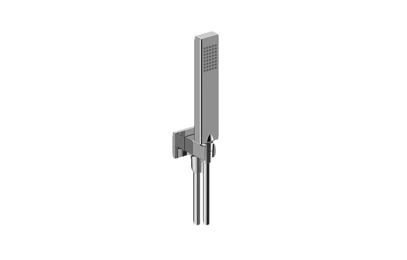 GRAFF Steelnox (Satin Nickel) Contemporary Handshower Set w/Wall Bracket and Integrated Wall Supply Elbow G-8647-SN