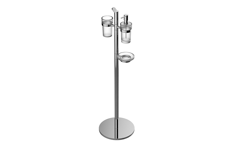 GRAFF Steelnox (Satin Nickel) Free Standing Soap/Lotion Dispenser, Soap Dish Holder & Tumbler G-9156-SN
