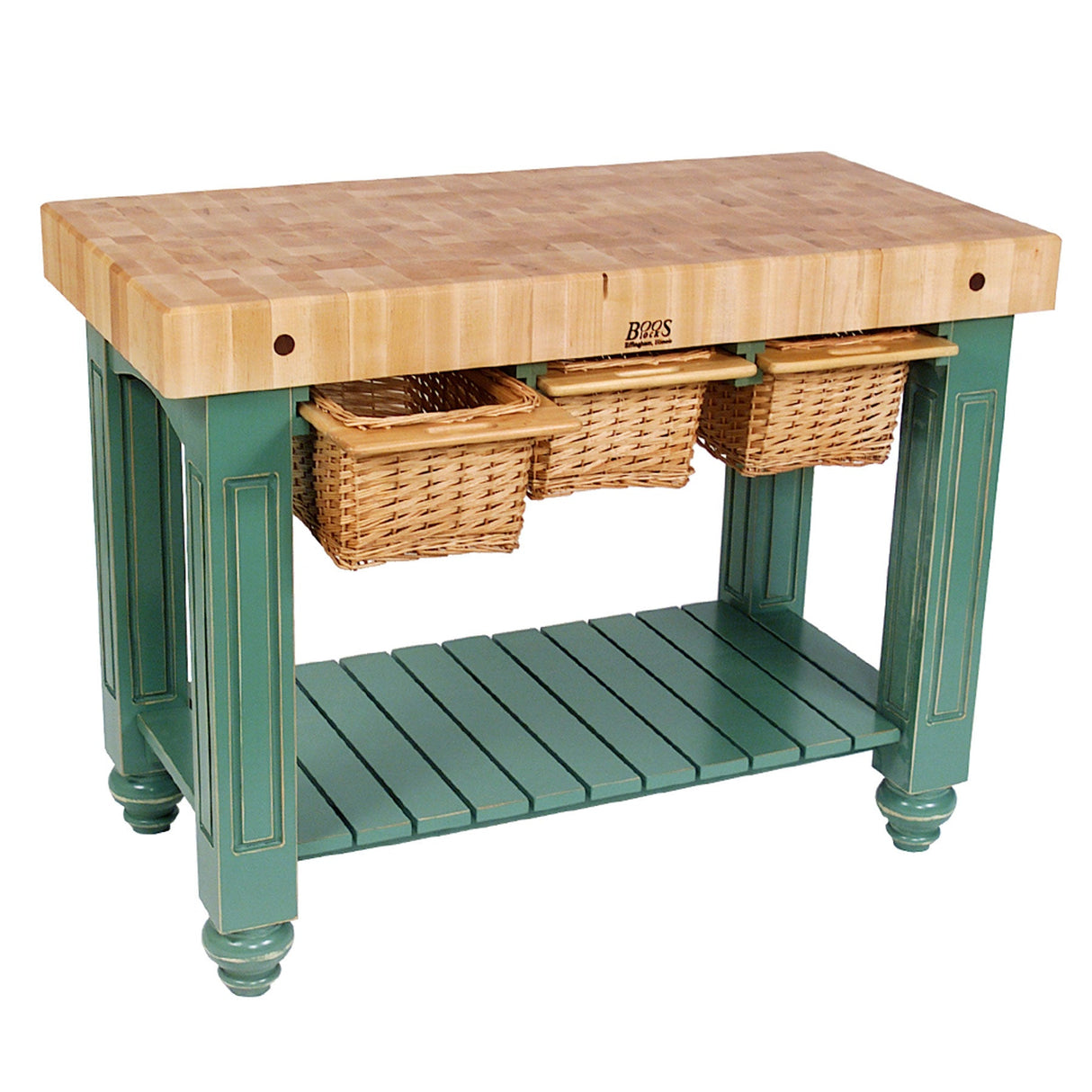 John Boos CU-GB4824-AL American Heritage Kitchen Island with Butcher Block Top Base Finish: Alabaster White