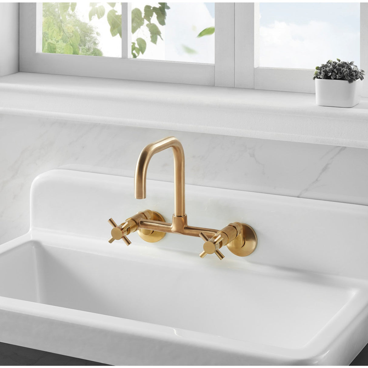 Petra Galley GCKWS331916W8 33-Inch x 19-Inch Cast Iron Wall Mount Kitchen Sink, White