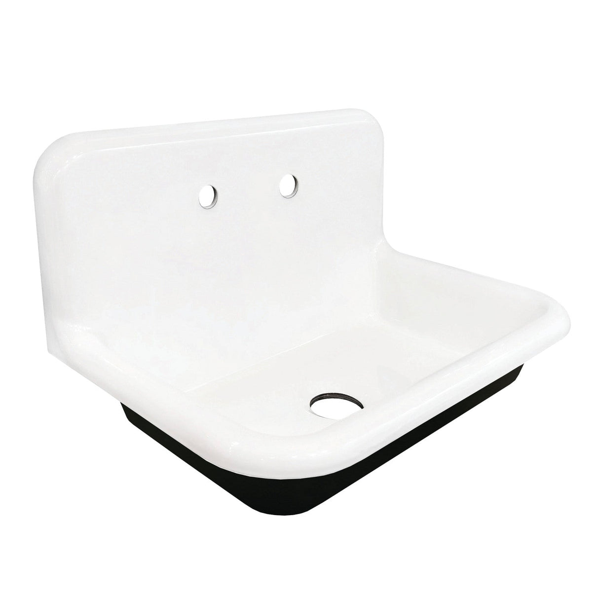 Towne GCLWS302019 30-Inch Cast Iron Wall Mount 2-Hole Single Bowl Kitchen Sink, White